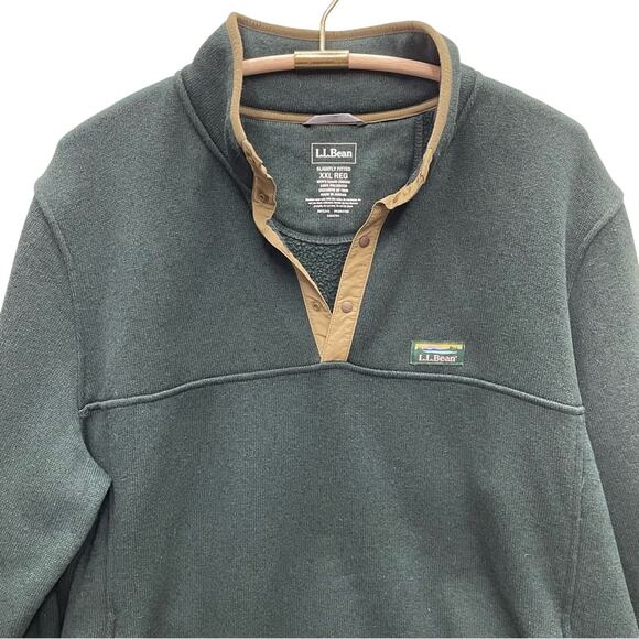 L.L. Bean Sweater Fleece Pullover In Hunter Green Men’s Size XXL - Picture 3 of 10